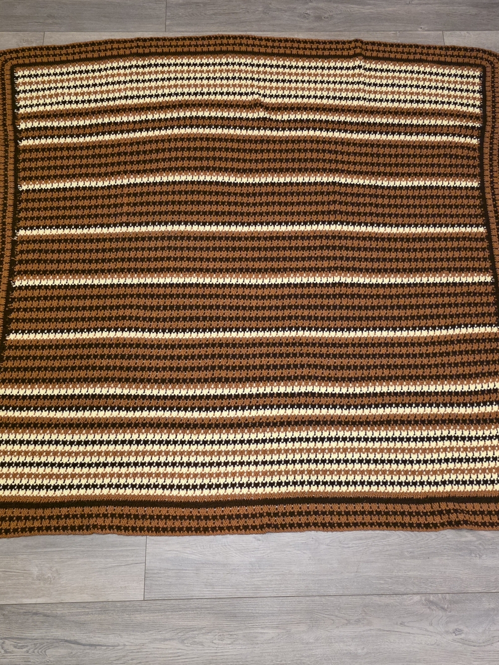 Vintage 1970s Style Handmade Crochet Afghan Blanket Size 56x54